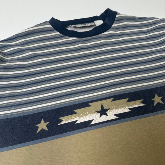 Vintage Adobe Rose Western Striped Tee M - Picture 2 of 3